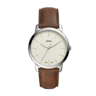 Orologio minimalista a tre lancette con cinturino in pelle marrone