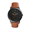 Orologio minimalista sottile a tre lancette in pelle marrone chiaro