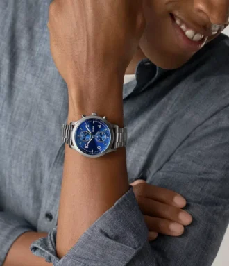 Orologio multifunzione Bennett in acciaio inossidabile color canna di fucile