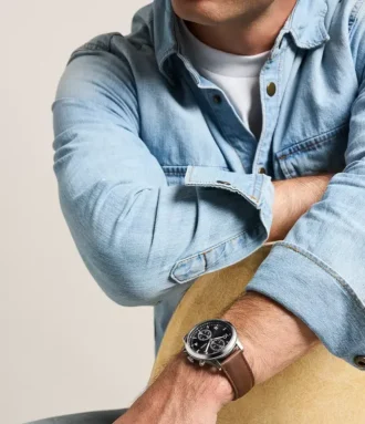 Orologio multifunzione Bennett in pelle marrone
