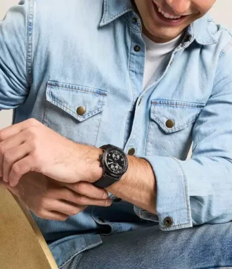 Orologio multifunzione Bennett in pelle nera