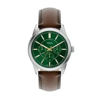 Orologio multifunzione Pearson in pelle marrone