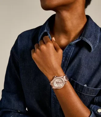 Orologio multifunzione Riley in acciaio inossidabile color oro rosa