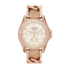 Orologio multifunzione Riley in oro rosa e pelle color sabbia
