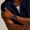 Orologio Nate Chronograph in pelle nera