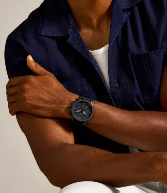 Orologio Nate Chronograph in pelle nera