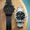 Orologio Nate Chronograph in pelle nera