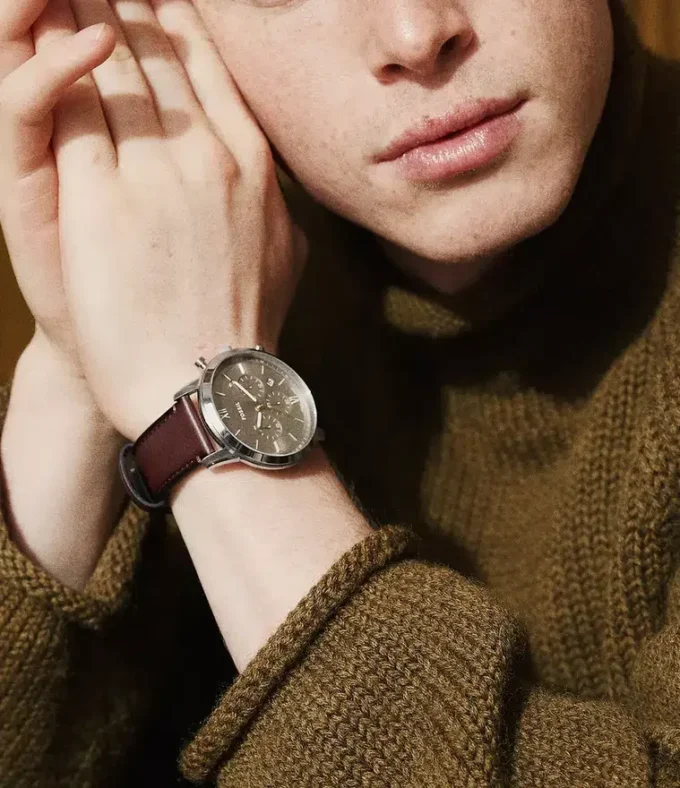Orologio Neutra Chronograph in pelle marrone