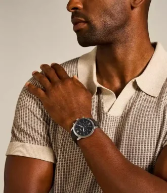 Orologio Neutra Chronograph in pelle nera