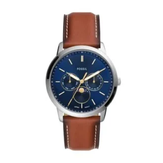 Orologio Neutra Moonphase multifunzione con cinturino in pelle marrone