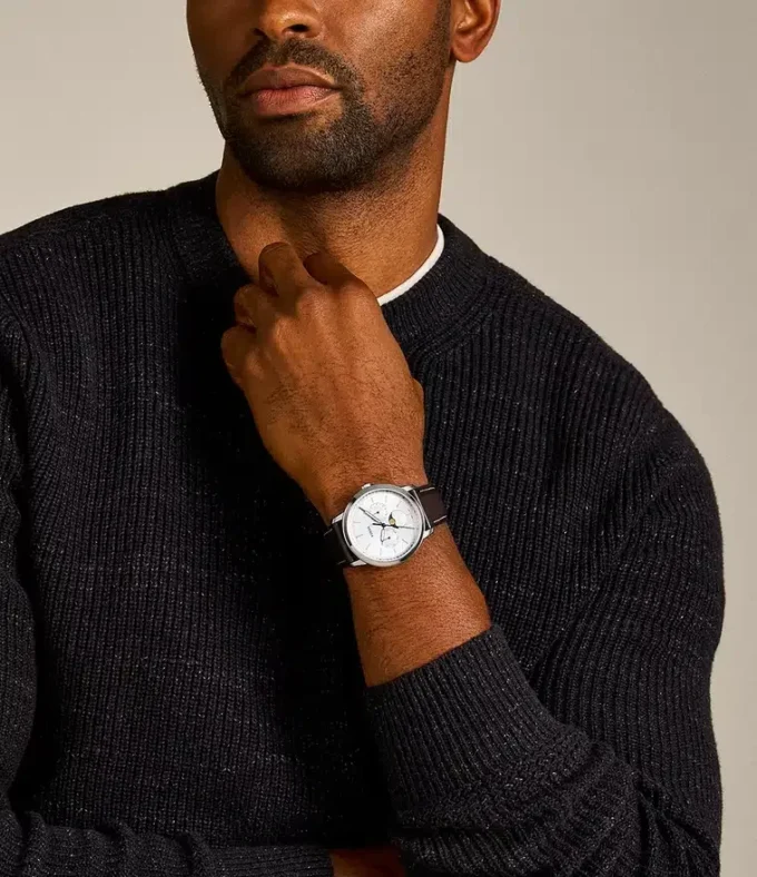 Orologio Neutra Moonphase multifunzione con cinturino in pelle marrone