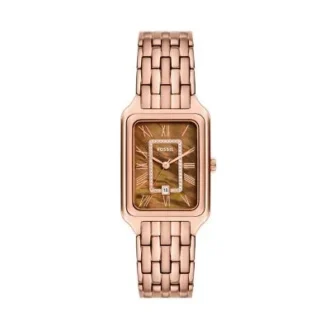 Orologio Raquel a tre lancette con datario in acciaio inossidabile color oro rosa