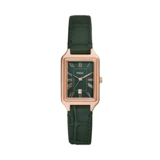 Orologio Raquel con tre lancette, datario e cinturino in pelle Croco LiteHide™ verde