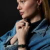 Orologio Raquel con tre lancette, datario e cinturino in pelle Croco LiteHide™ verde