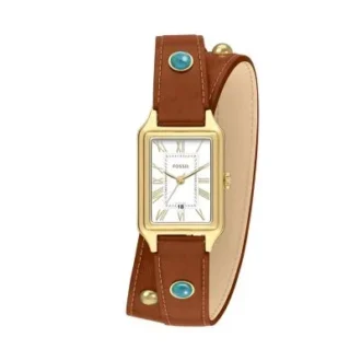 Orologio Raquel con tre lancette e datario in pelle marrone