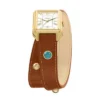 Orologio Raquel con tre lancette e datario in pelle marrone