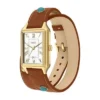 Orologio Raquel con tre lancette e datario in pelle marrone