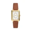 Orologio Raquel con tre lancette e datario in pelle marrone medio