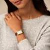 Orologio Raquel con tre lancette e datario in pelle marrone medio
