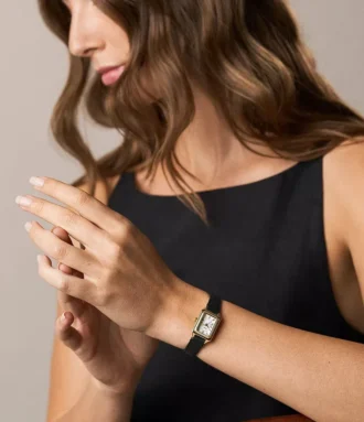 Orologio Raquel Mini a tre lancette in pelle nera