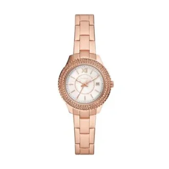 Orologio Stella a tre lancette con datario in acciaio inossidabile color oro rosa