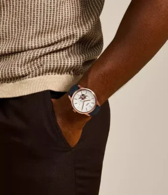 Orologio Townsman automatico in pelle blu navy