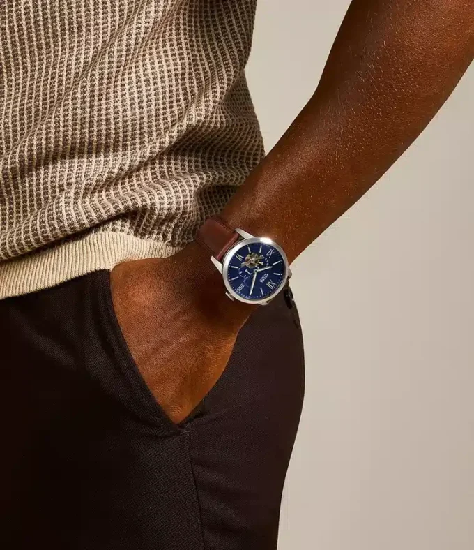 Orologio Townsman automatico in pelle marrone