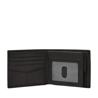 Portafoglio bifold in pelle Derrick con tasca portamonete grande e RFID