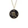 Scorpio Sutton Zodiac Collana con pendente in acciaio inossidabile color oro e pietra arenaria nera