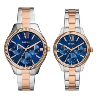 Set di orologi multifunzione bicolore in acciaio inossidabile per lui e per lei