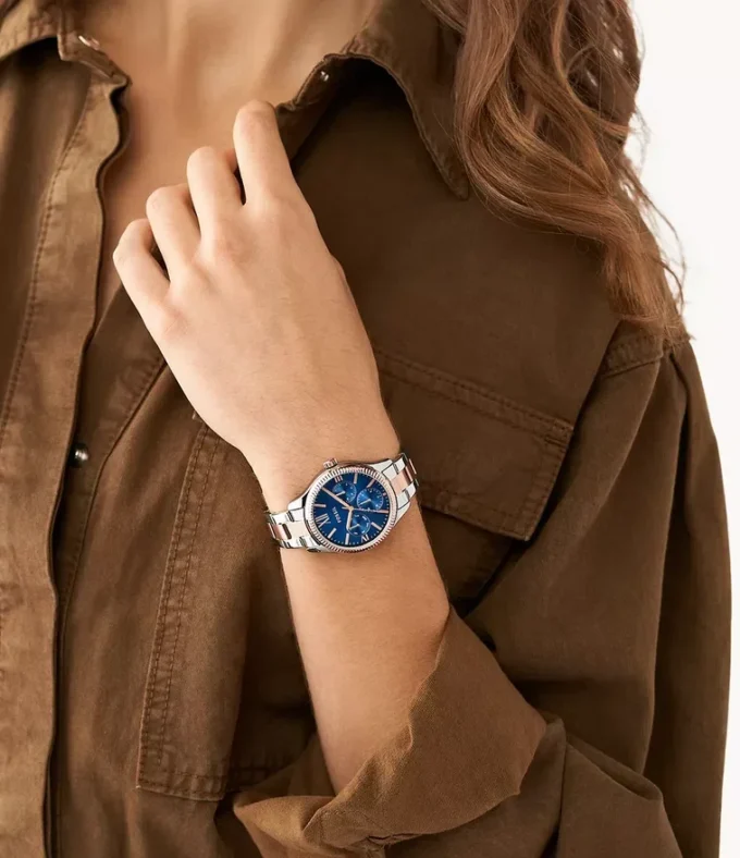 Set di orologi multifunzione bicolore in acciaio inossidabile per lui e per lei