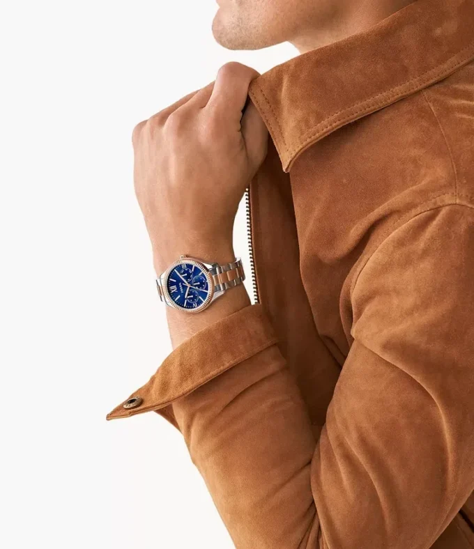 Set di orologi multifunzione bicolore in acciaio inossidabile per lui e per lei