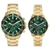 Set di orologi multifunzione in acciaio inossidabile color oro per lui e per lei