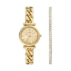 Set orologio e bracciale Carlie a tre lancette in acciaio inossidabile color oro