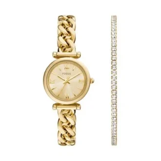 Set orologio e bracciale Carlie a tre lancette in acciaio inossidabile color oro