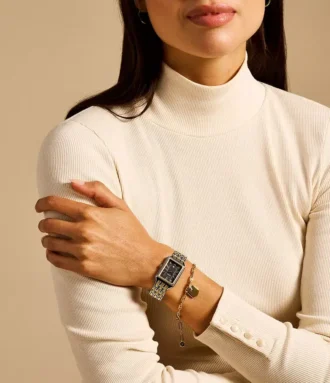 Set orologio e bracciale Raquel a tre lancette con datario in acciaio inossidabile bicolore