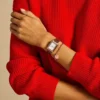 Set orologio e bracciale Raquel con tre lancette e datario in pelle marrone medio