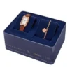 Set orologio e bracciale Raquel con tre lancette e datario in pelle marrone medio