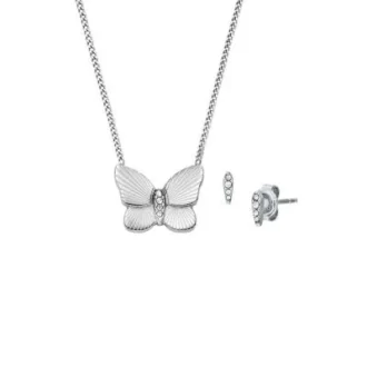 Set regalo collana e orecchini a farfalla in acciaio inossidabile Sutton