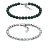 Set regalo con bracciale in acciaio inossidabile e agata verde