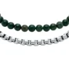 Set regalo con bracciale in acciaio inossidabile e agata verde