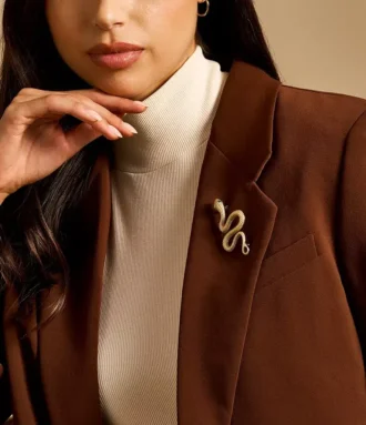 Spilla a forma di serpente in acciaio inossidabile color oro