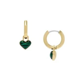 Sutton Modern Meadows Orecchini a cerchio con cuore in malachite ricostituita