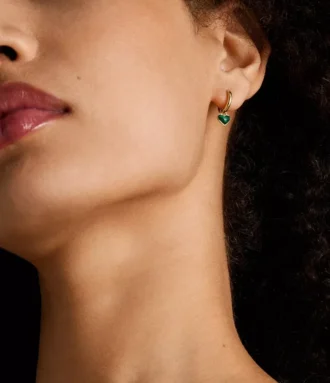 Sutton Modern Meadows Orecchini a cerchio con cuore in malachite ricostituita