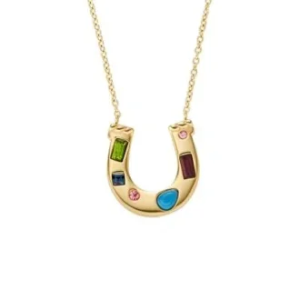 Sutton The Good Luck Collection Collana con pendente a ferro di cavallo in acciaio inossidabile dorato