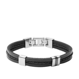Townsman Leather Essentials Bracciale multistrato in pelle nera