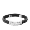 Townsman Leather Essentials Bracciale multistrato in pelle nera