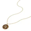 Virgo Sutton Zodiac Collana con pendente in acciaio inossidabile color oro e occhio di tigre